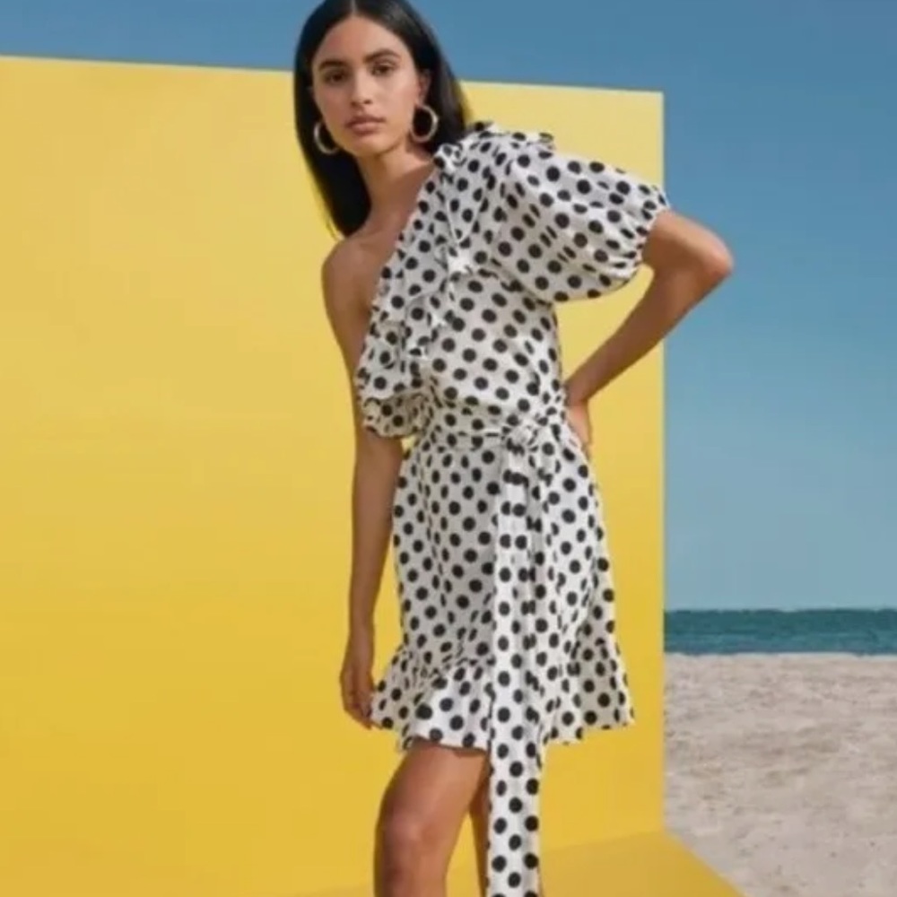Polka dot one shoulder dress